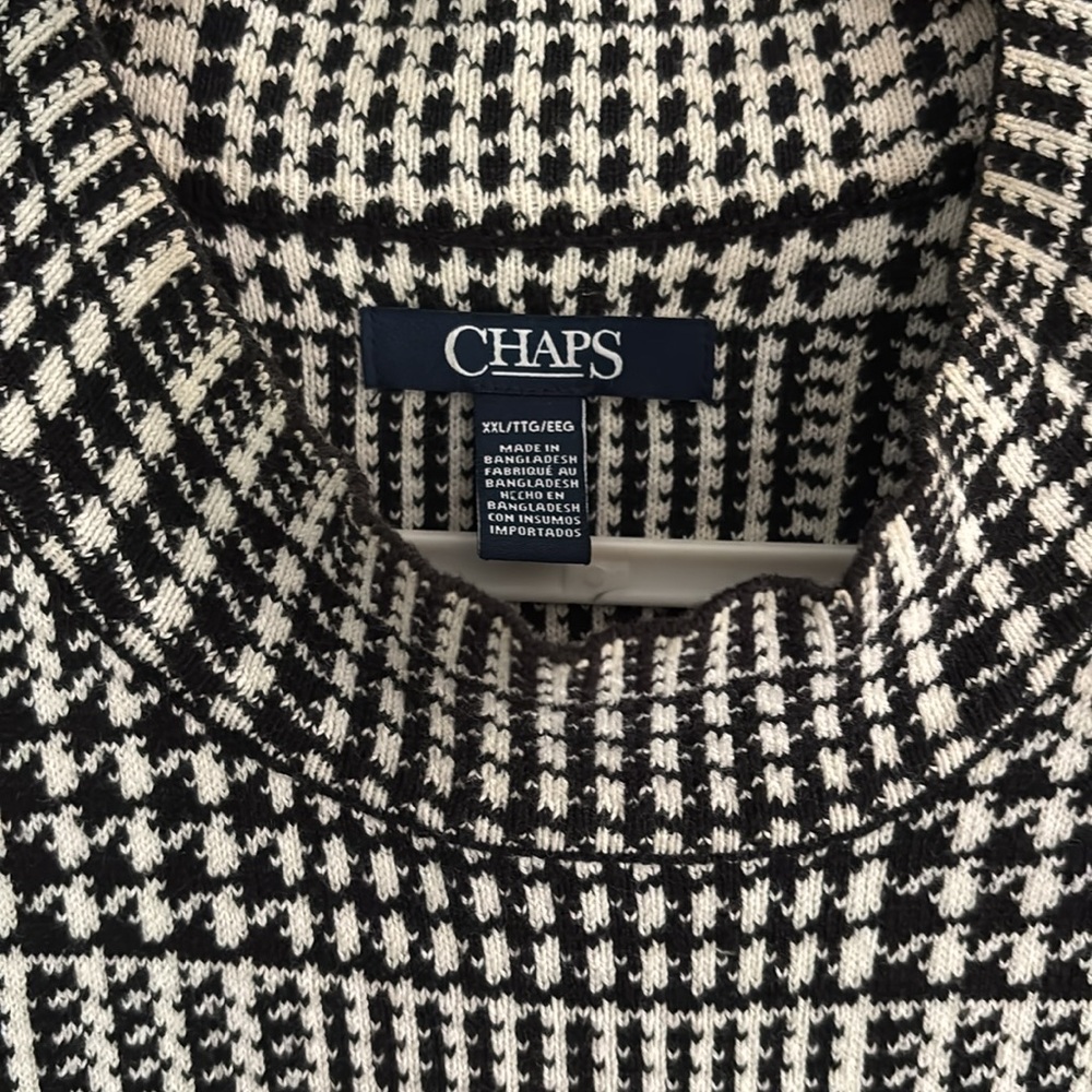 Chaps Black and White Checkered Midi Dress - Picture 3 of 4